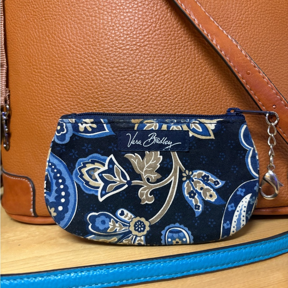 Vera Bradley Floral Blue and Brown coin holder